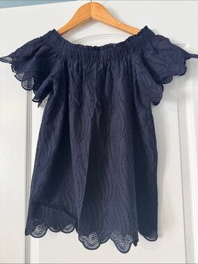 Ann Taylor Off-the-Shoulder Scalloped Eyelet Blouse Size XS Petite